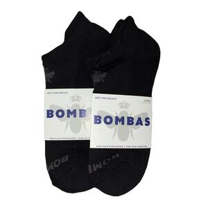 BOMBAS Socks Men's L (US 9.5-13) Black Gray Ankle Logo NEW Lot‎ Of 2